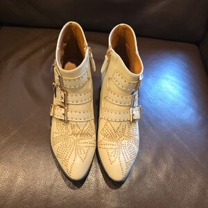 Stylish Cream "Chloe" Ankle Boots